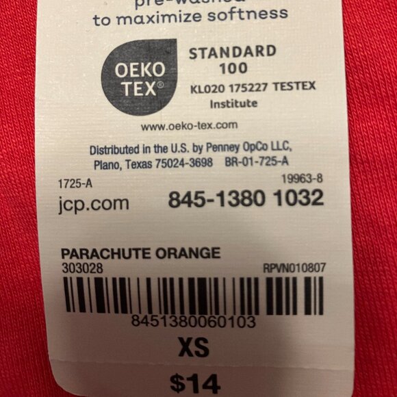 NWT St Johns Bay V-Neck Tee Shirt Short Sleeve Orange Size XS - Picture 5 of 6